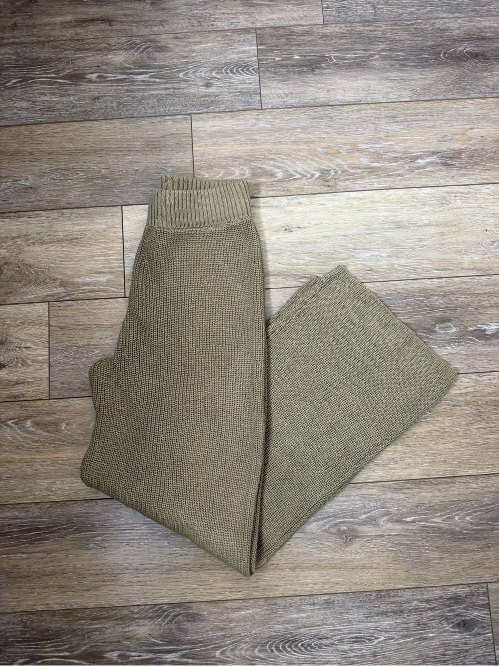Blu Pepper Knit Wide Leg Pants in Taupe Sz S